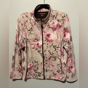 Allison Daley Women’s XL Pink and Cream Floral Bomber Jacket